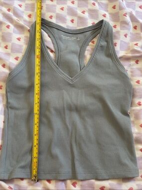 Ribbed V-Neck Racerback Tank Top - blue-Gray
